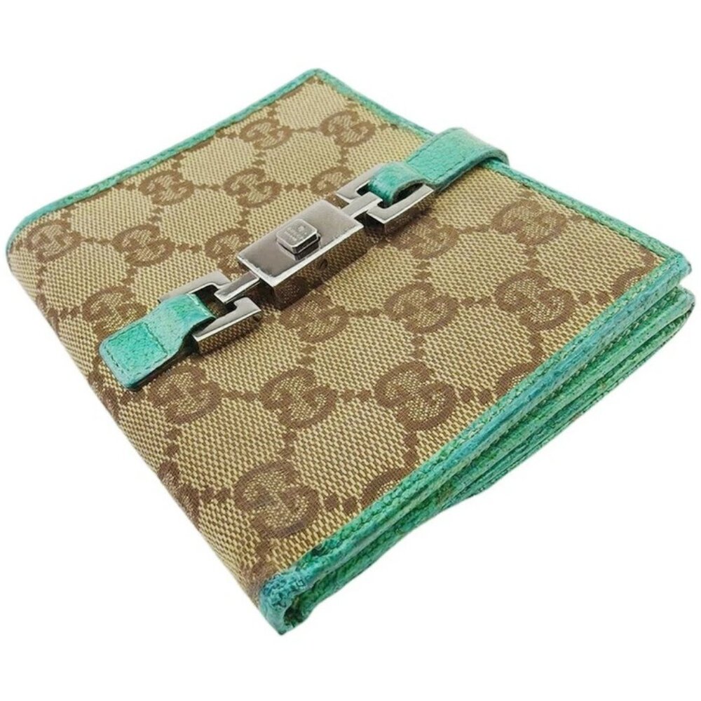 GUCCI Bifold Wallet Beige Brown Green Women 05474 Authentic secondhand - Picture 2 of 9